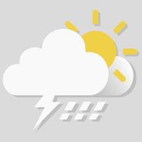 oggetto vettoriale isolato icona meteo illuminazione nuvoloso pioggia e sole