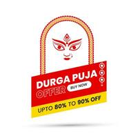 Durga puja Festival offerta, sconto, i saldi tag creativo design vettore