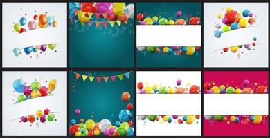 colore lucido buon compleanno palloncini banner sfondo collezione set illustrazione vettoriale