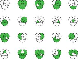 tre matematica ombreggiatura imposta venn diagramma simboli collezione vettore