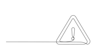 Pericolo cartello attenzione, fermare mettere in guardia Attenzione continuo uno linea illustrazione. avvertimento allarme punti cartello Pericolo. avvertimento potenziale rischio avanti. migliorare sicurezza con nostro Impressionante continuo linea vettore