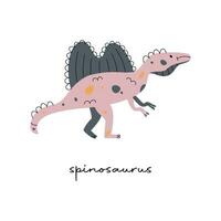 piatto vettore piatto mano disegnato vettore illustrazione di Spinosaurus dinosauro