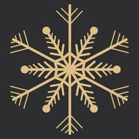 d'oro fiocco di neve cristallo elegante linea Natale decorazione su buio sfondo, inverno ornamento congelato elemento. vettore illustrazione