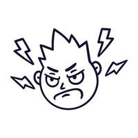 faccia astratta rotonda con emozione arrabbiata. avatar emoji pazzo. ritratto di un uomo scontroso. stile cartone animato. illustrazione vettoriale design piatto.