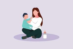 genitori con bambini. famiglia maternità concetto. colorato piatto vettore illustrazione isolato.