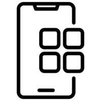 icona della linea dell'app mobile vettore