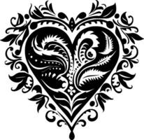 cuore, nero e bianca vettore illustrazione