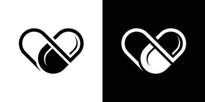 logo design elemento di il cuore combinato con medicina vettore