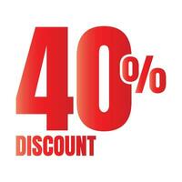 40 per cento sconto affare icona, 40 per cento speciale offrire sconto vettore, 40 per cento vendita prezzo riduzione offerta, Venerdì shopping vendita sconto percentuale design vettore