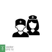 medico squadra icona. semplice solido stile. infermiera, maschio, femmina, uomo, donna, medico, medico, Salute, medicinale, ospedale concetto. nero silhouette, glifo simbolo. vettore isolato su bianca sfondo. eps.