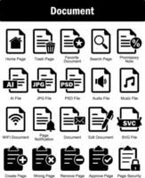 un' impostato di 20 documento icone come casa pagina, spazzatura pagina, preferito documento vettore