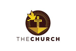 di moda e professionale lettera t Chiesa cartello cristiano e tranquillo, calmo vettore logo design
