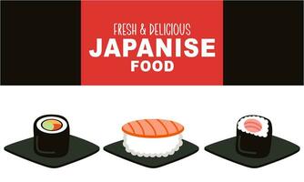 Vintage ▾ Sushi manifesto design con vettore Sushi personaggio