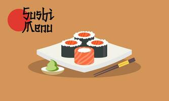 Vintage ▾ Sushi manifesto design con vettore Sushi personaggio