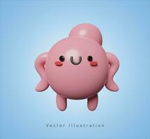 carino rosa personaggio nel 3d vettore illustrazione