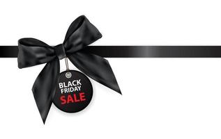 venerdì nero vendita labei con fiocco e nastro isolato su sfondo bianco illustrazione vettoriale