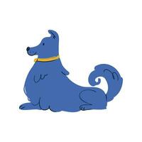cartone animato vettore blu cane collie con giallo collare isolato su bianca sfondo. clipart per bambini prenotare, stampe, asilo, libri, adesivi.