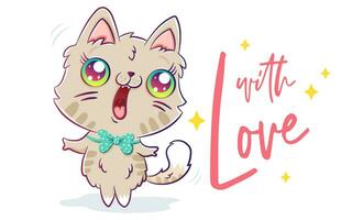 vettore illustrazione di un' carino gatto nel kawaii stile.