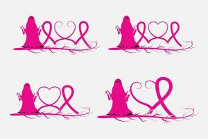 impostato di Halloween fantasma costume Seno cancro consapevolezza cuore nastro con farfalla vettore, femmina fantasma fermare cancro clipart, divertente Halloween cancro consapevolezza nastro svg ,allarmante femminile rosa cuori vettore