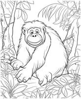 orangutan colorazione pagine per adulti vettore