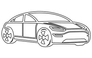 ibrido auto vettore schema , un' mano disegnato linea ibrido auto logo ,