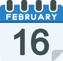 16 febbraio linea icona vettore