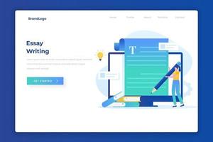 concetto di pagina di destinazione dell'illustrazione della scrittura di saggi vettore
