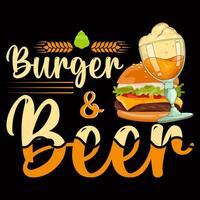 hamburger e birra maglietta design vettore