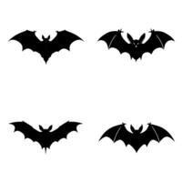 quattro nero e bianca vettore design di pipistrello animali su un' bianca sfondo