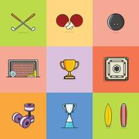 collezione di gli sport oggetti e simboli vettore icona illustrazione. colorato gli sport elementi oggetti icona concetto.