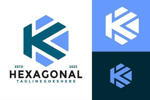 lettera K esagonale logo design vettore simbolo icona illustrazione