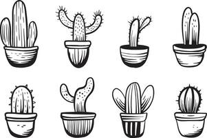 collezione impostato di cactus scarabocchio schizzo illustrazione vettore