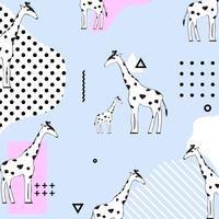 Fondo senza cuciture del modello della giraffa di pasel d&#39;avanguardia. Disegno geometrico dell&#39;illustrazione di vettore con le giraffe. Carta da parati, tessuto, tessuto, design di carta da imballaggio
