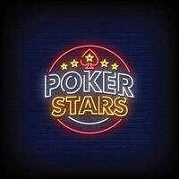 vettore di testo in stile insegne al neon delle stelle del poker