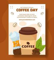 internazionale caffè giorno verticale manifesto piatto cartone animato mano disegnato modelli sfondo illustrazione vettore