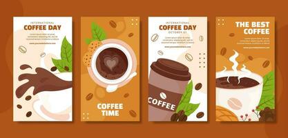 internazionale caffè giorno sociale media storie piatto cartone animato mano disegnato modelli sfondo illustrazione vettore