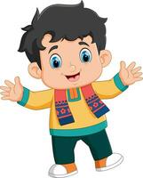 carino indiano ragazzo personaggio design per Diwali Festival vettore