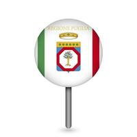 carta geografica pointer con Puglia bandiera. regione di Italia. vettore illustrazione.