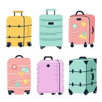 viaggio bagaglio e valigia vettore cartone animato impostato