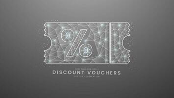 sconto buoni. regalo voucher; tagliando con buono codice concetto, moderno digitale Basso poligono stile vettore illustrazione