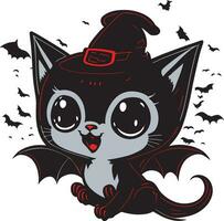 carino gatto indossare un' Halloween cappello vettore