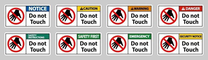 non toccare e si prega di non toccare il segno vettore