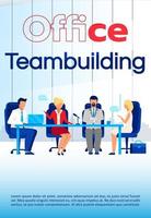 modello di brochure di team building per ufficio. Volantino per corsi di coworking, opuscolo, concetto di volantino con illustrazioni piatte. layout del fumetto della pagina vettoriale per la rivista. pubblicità per seminari di lavoro con spazio di testo