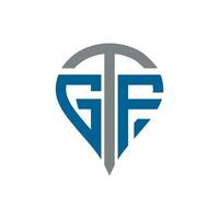 gtf lettera logo. gtf creativo monogramma iniziali lettera logo concetto. gtf unico moderno piatto astratto vettore lettera logo design.