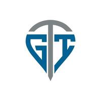 gtt lettera logo. gtt creativo monogramma iniziali lettera logo concetto. gtt unico moderno piatto astratto vettore lettera logo design.