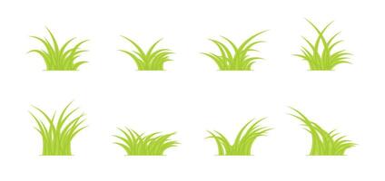 collezione di verde erba icona vettore illustrazione, nel piatto stile design. cartone animato erba naturale, organico, bio silhouette impostare.