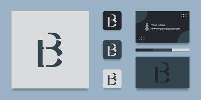 lettera b logo design con biglietto da visita vettore