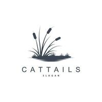 insenature e cattails fiume logo, erba design semplice minimalista illustrazione vettore modello