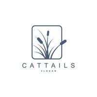 insenature e cattails fiume logo, erba design semplice minimalista illustrazione vettore modello