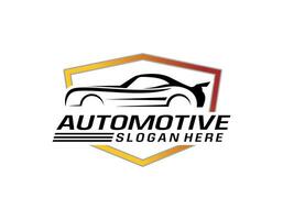 auto stile auto logo design con concetto gli sport veicolo icona silhouette su leggero grigio sfondo. vettore illustrazione.